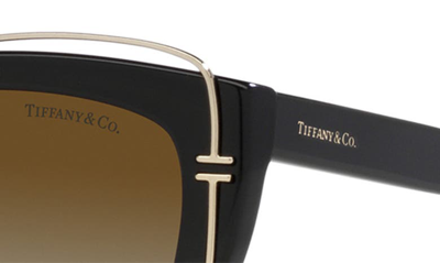 Shop Tiffany & Co 54mm Gradient Polarized Cat Eye Sunglasses In Brown Gradient