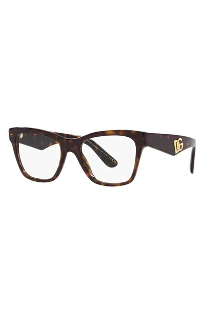 Dolce & Gabbana 53mm Square Optical Glasses In Havana