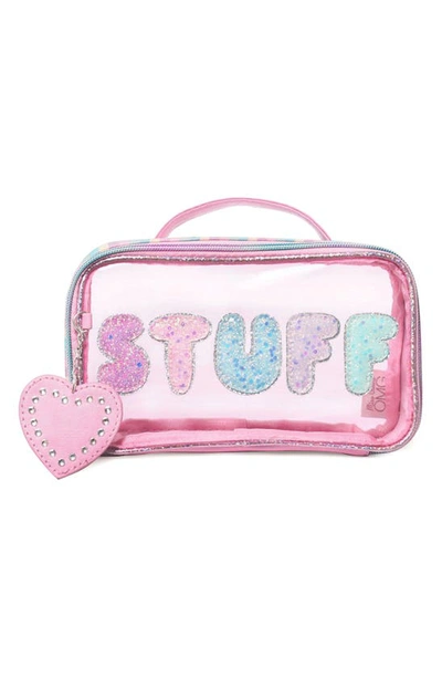 Shop Omg Accessories Kids' Stuff Clear Zip Pouch In Bubble Gum
