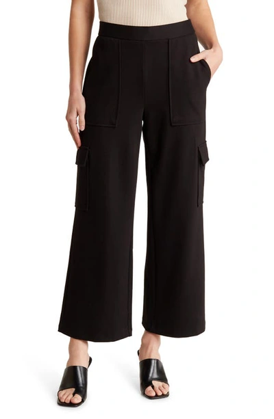 Shop Adrianna Papell Pull-on Ponte Cargo Pants In Black