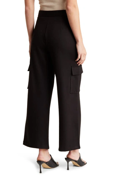 Shop Adrianna Papell Pull-on Ponte Cargo Pants In Black