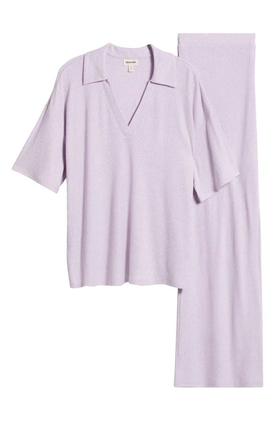 Shop Open Edit Ribbed Pajamas In Purple Secret