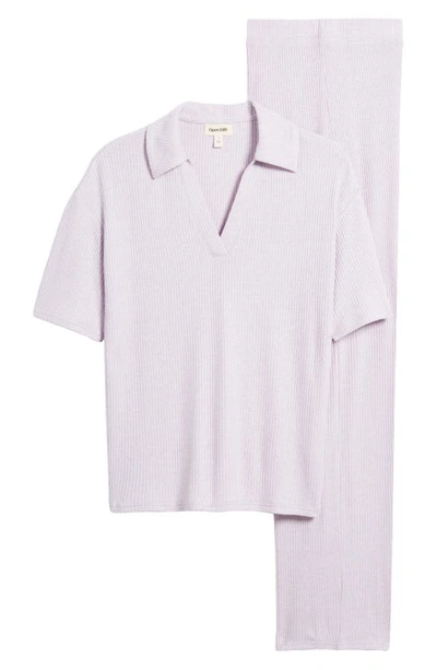 Shop Open Edit Rib Pajamas In Purple Secret