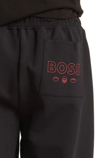 Shop Hugo Boss Boss X Nfl Cotton Blend Joggers In Atlanta Falcons Black