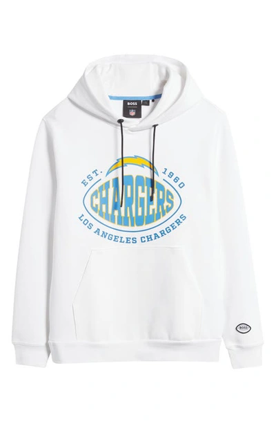 Shop Hugo Boss X Nfl Touchback Graphic Hoodie In Los Angeles Chargers White