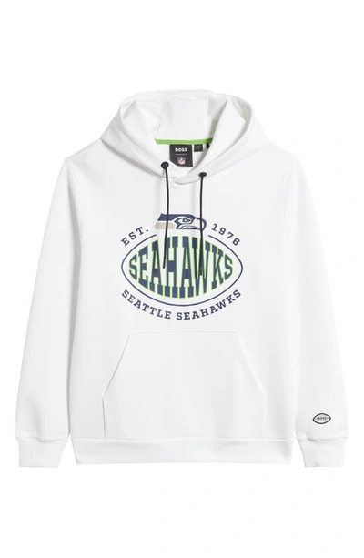 Shop Hugo Boss X Nfl Touchback Graphic Hoodie In Seattle Seahawks White