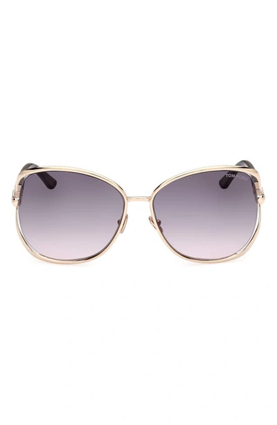 Shop Tom Ford Marta 62mm Oversize Round Sunglasses In Shiny Rose Gold Black / Smoke