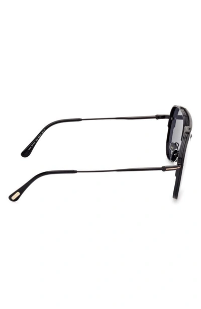 Shop Tom Ford Leon 62mm Pilot Sunglasses In Shiny Black / Smoke