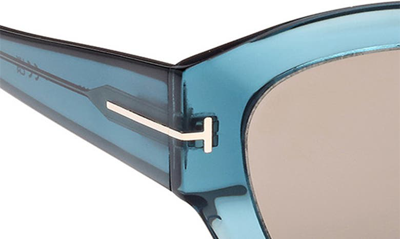 Shop Tom Ford Guilliana 52mm Geometric Sunglasses In Shiny Aqua / Roviex Mirror