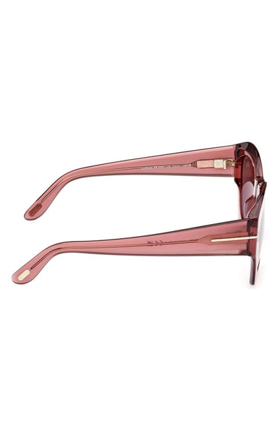 Shop Tom Ford Guilliana 52mm Geometric Sunglasses In Shiny Pink / Brown