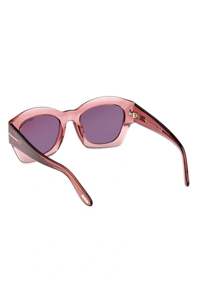 Shop Tom Ford Guilliana 52mm Geometric Sunglasses In Shiny Pink / Brown