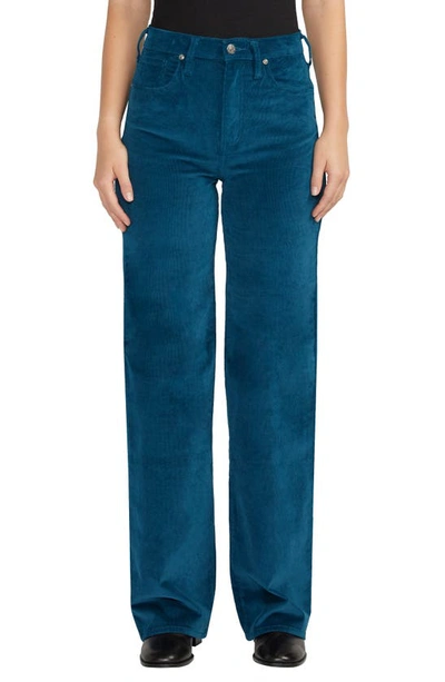Shop Silver Jeans Co. Highly Desirable High Waist Corduroy Trouser Jeans In Teal