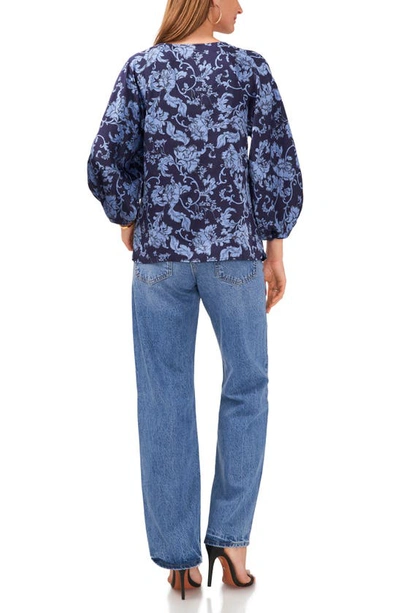 Shop Vince Camuto Floral Print Top In Classic Navy