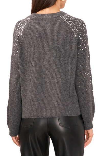 Vince Camuto Sequin Crewneck Sweater In Med Hthr Grey