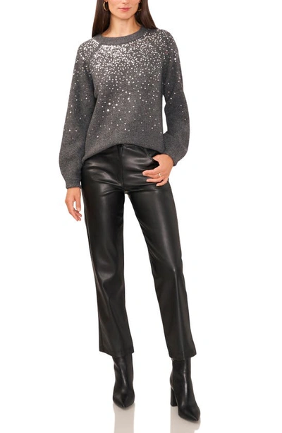 Vince Camuto Sequin Crewneck Sweater In Med Hthr Grey