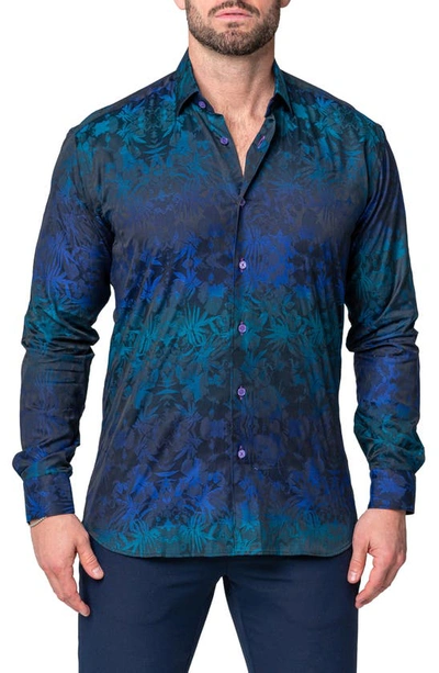 Shop Maceoo Fibonacci Decker Blue Contemporary Fit Button-up Shirt