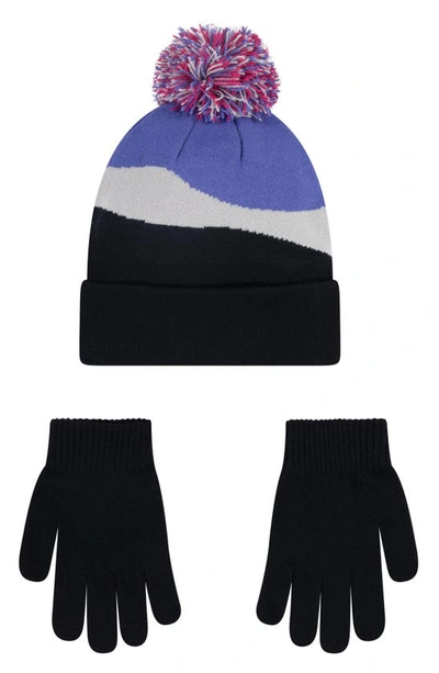 Shop Nike Kids' Snow Day Peak Beanie & Gloves Set In Black