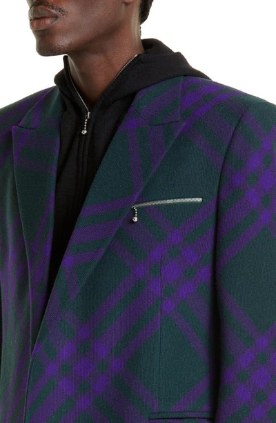 Shop Burberry Check Double Breasted Virgin Wool Sport Coat In Deep Royal Ip Check