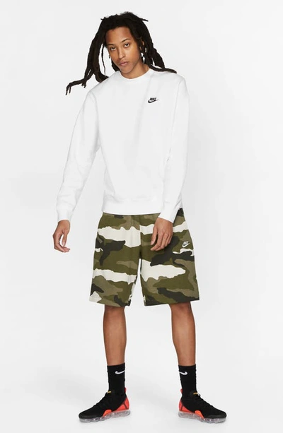 Shop Nike Club Crewneck Sweatshirt In White/black