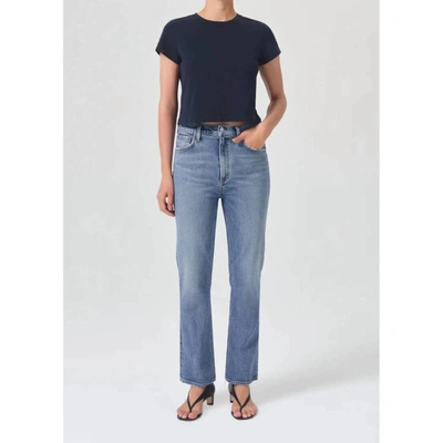 Shop Agolde Vintage High Rise Bootcut Jean In Trace In Blue