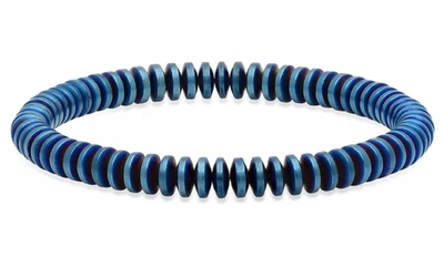 Max + Stone Natural Hematite Silver Unisex Bracelet In Blue