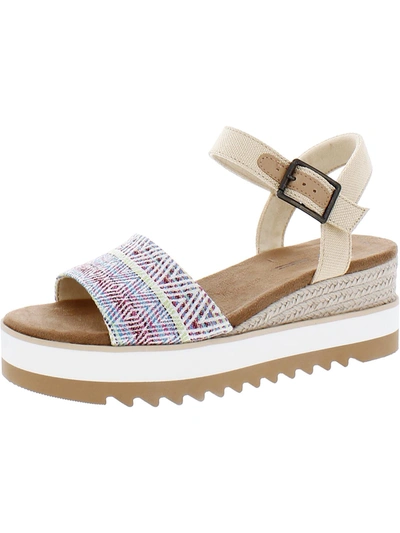 Shop Toms Diana Womens Woven Ankle Strap Wedge Sandals In Multi