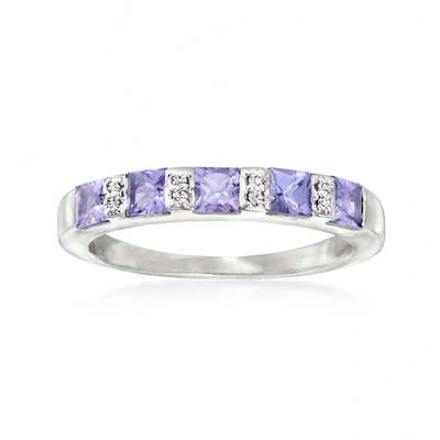 Shop Ross-simons Tanzanite Ring With Diamond Accents In Sterling Silver In Purple