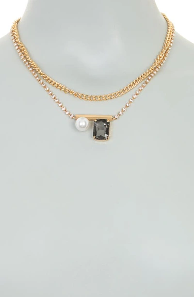 Shop Cara Imitation Pearl & Crystal Layered Necklace In Gold