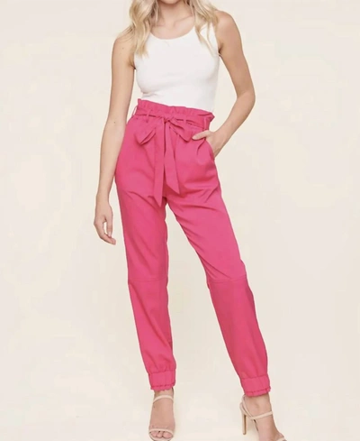 Sugarlips Paper Bag Waist Trousers In Hot Pink In Pink