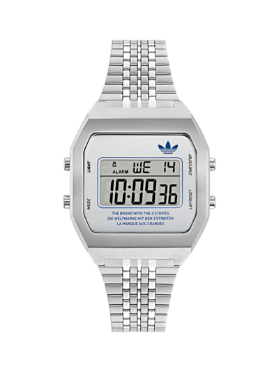 Shop Adidas Originals Men's Digital Two Stainless Steel Bracelet Watch/36mm In Silver