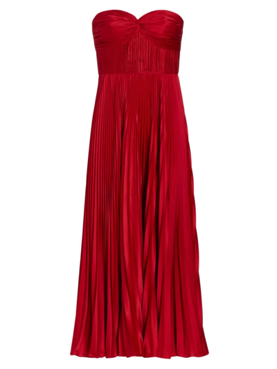 Shop Amur Women's Pleated Strapless Belle Dress In Cranberry Red
