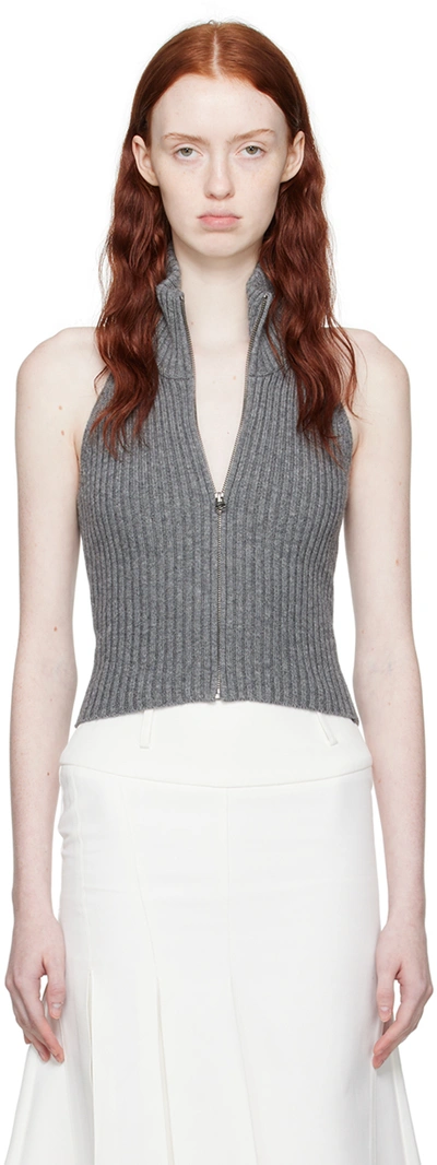 Shop Fax Copy Express Gray Open Back Vest In Grey