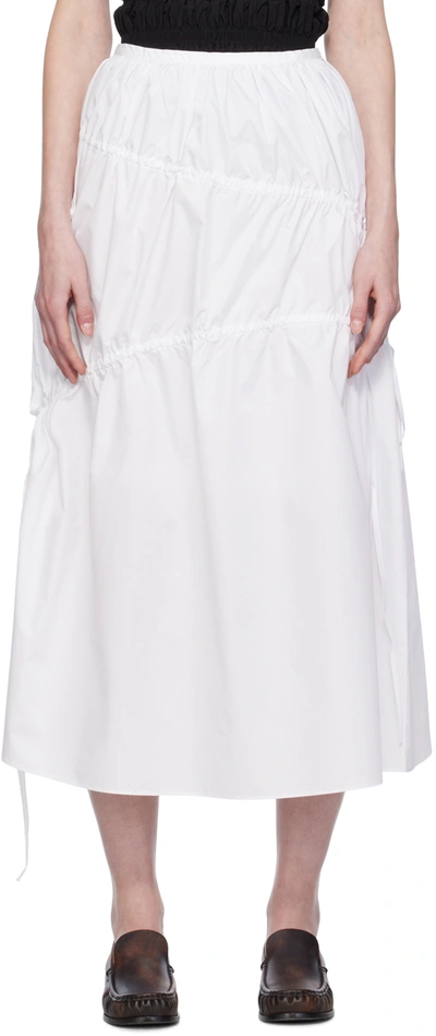 Kijun White Drawstring Maxi Skirt In White