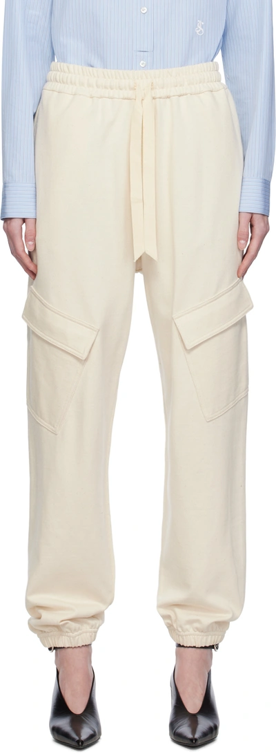 Shop Jil Sander Off-white Cargo Pocket Lounge Pants In 278 Raw Cotton