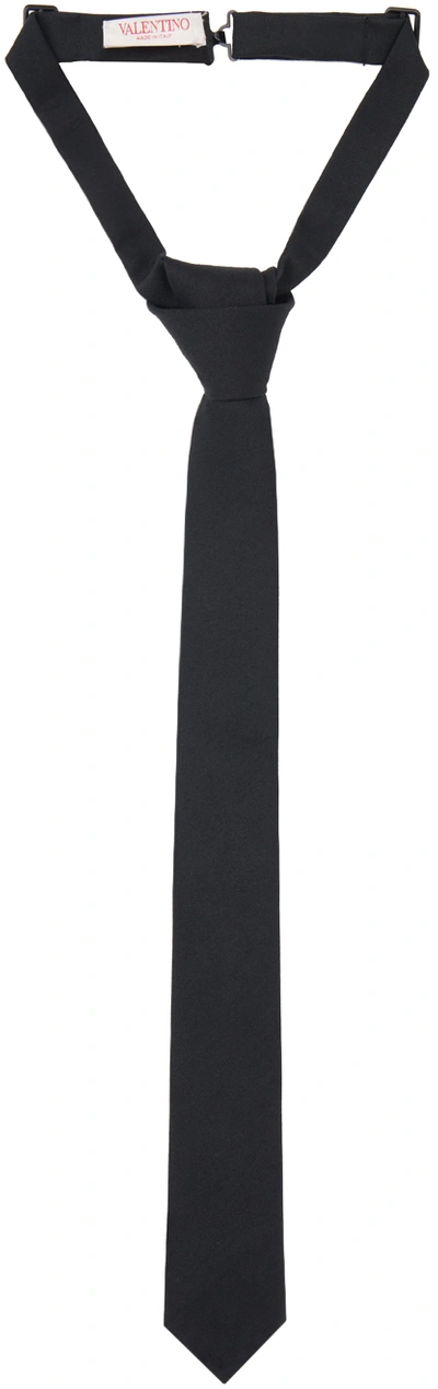 Shop Valentino Black Yarn Dyed Tie Necklace In 0no Nero