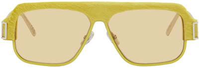 Shop Marni Yellow Burullus Sunglasses In Silver Pony