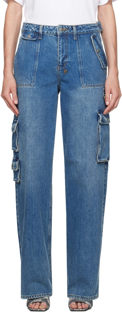 Shop Ksubi Blue Low Rider Stealth Cargo Jeans In Denim