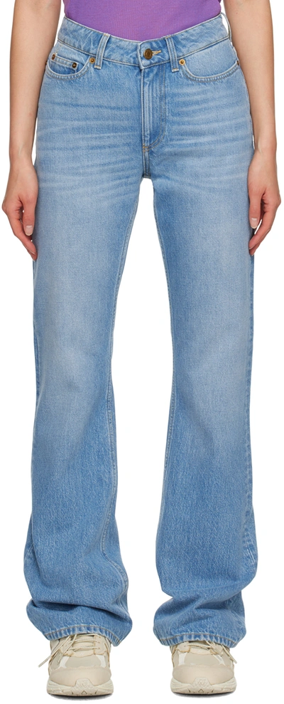 Shop Stockholm Surfboard Club Blue Bootcut Jeans In Light Blue