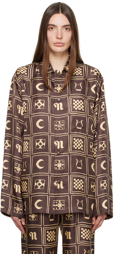 Shop Nanushka Brown Bodil Shirt In Aprct Ttm Invrs Brwn