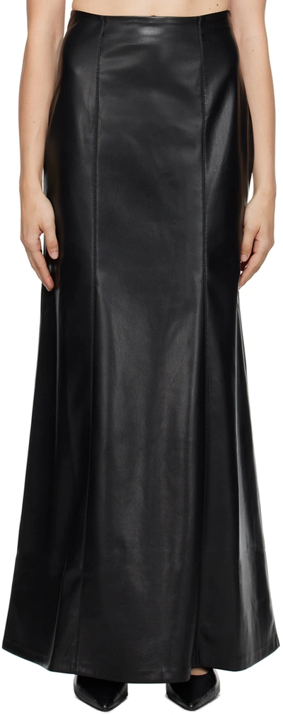 Shop Nanushka Black Carlotta Vegan Leather Maxi Skirt