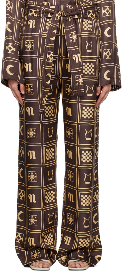 Shop Nanushka Brown Jadine Trousers In Aprct Ttm Invrs Brwn