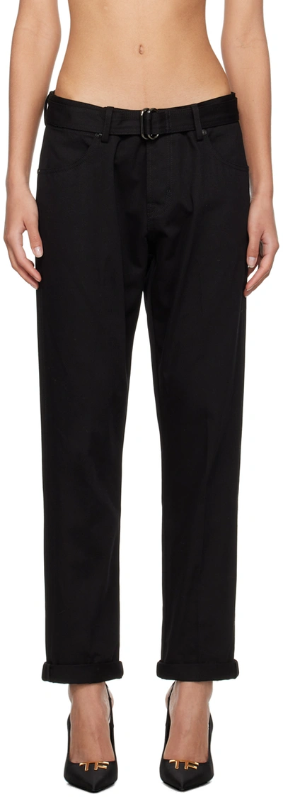 Shop Tom Ford Black Belted Trousers In Lb999 Black