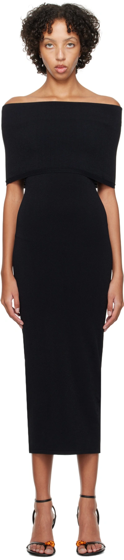 Shop Wardrobe.nyc Black Off-the-shoulder Midi Dress