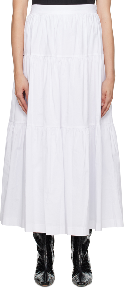 Staud Sea Cotton Poplin Midi Skirt In White