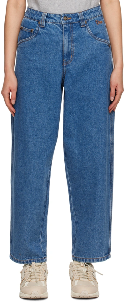 Shop Dime Blue Classic Baggy Jeans In Indigo Washed