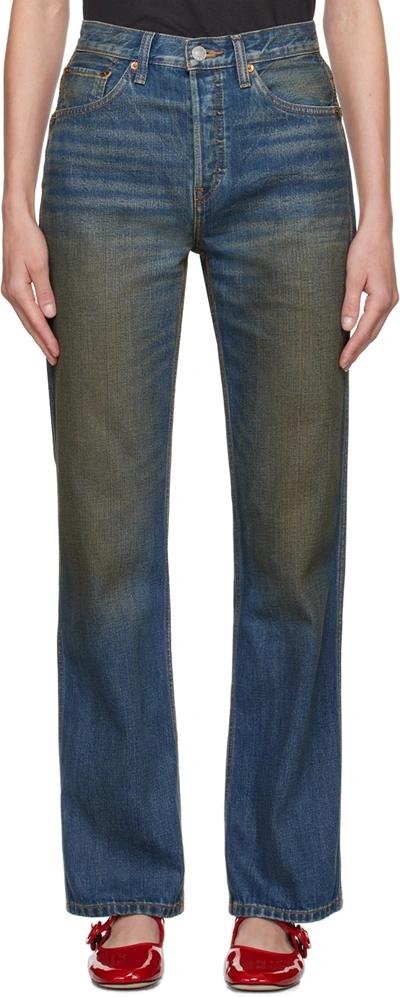 Shop Re/done Blue Loose Jeans In Active Indigo
