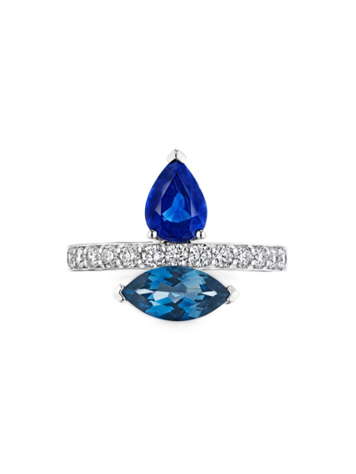 Shop Hueb Women's Amazonia 18k White Gold, 0.41 Tcw Diamond & Multi-gemstone Ring