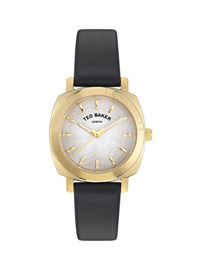 Shop Ted Baker Women's Kirsty Goldtone Stainless Steel & Vegan Leather Watch/33mm In Black