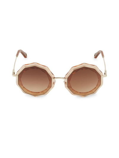 Shop Chloé Women's Caite 52mm Geometric Sunglasses In Gold Peach