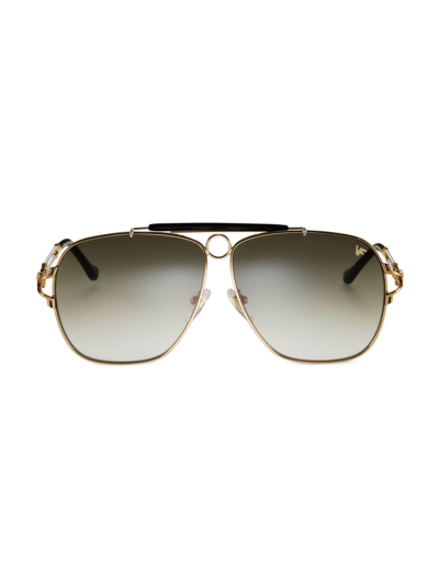Shop Vintage Frames Company Men's Sniper 54mm 24k-gold-plated Metal Sunglasses In Green Gradient